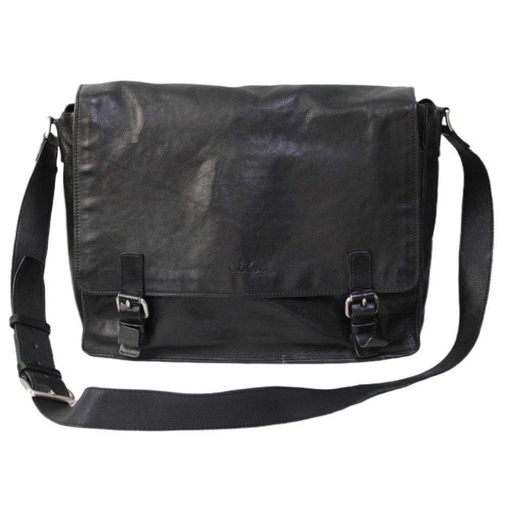 Cole Haan black leather messenger bag